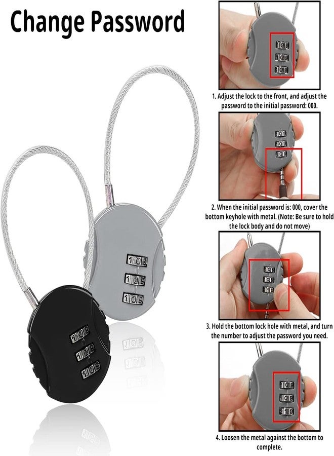 VIVITO 2 Pcs Combination Padlock - 3 Digit Zinc Alloy Luggage Number Lock for Travel Suitcase, Gym Locker, Toolbox - Waterproof Outdoor Padlock Resettable Password. (Silver) - Image 2