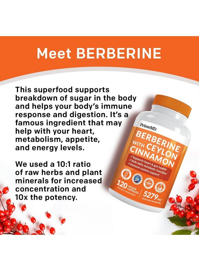 PrimeMD 21-in-1 Berberine Supplement with Ceylon Cinnamon - Berberine 1500mg with Chromium, Bitter Melon and Green Tea Extract - Dihydroberberine Supplement for Energy & Metabolism Support, 5279 mg, 120 count - Image 5