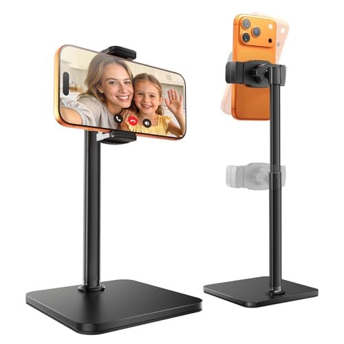 tounee Phone Stand for Desk, 8-11" Height Adjustable Cell Phone Holder for Live Streaming, Video Recording, TikTok – Compatible with iPhone 17/16/15, Samsung, All 4-7" Smartphones -Black - Image 1