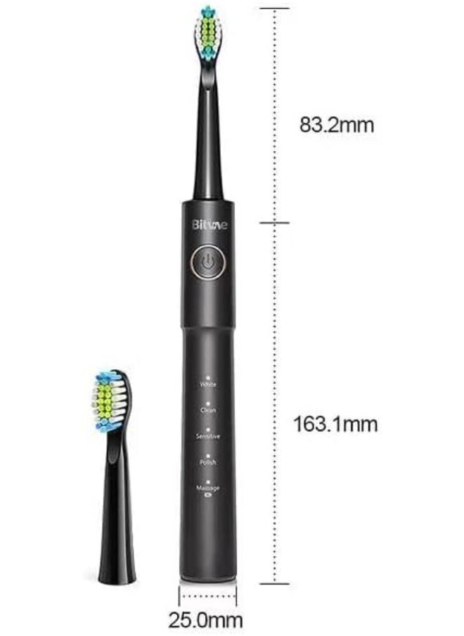 Electric Toothbrush with Water Flosser,Rechargeable Cordless Waterproof, 5 Selectable Modes and 4 Heads Whitening Toothbrush, 3 Modes and 4 Nozzles Oral Irrigator Black for Travel