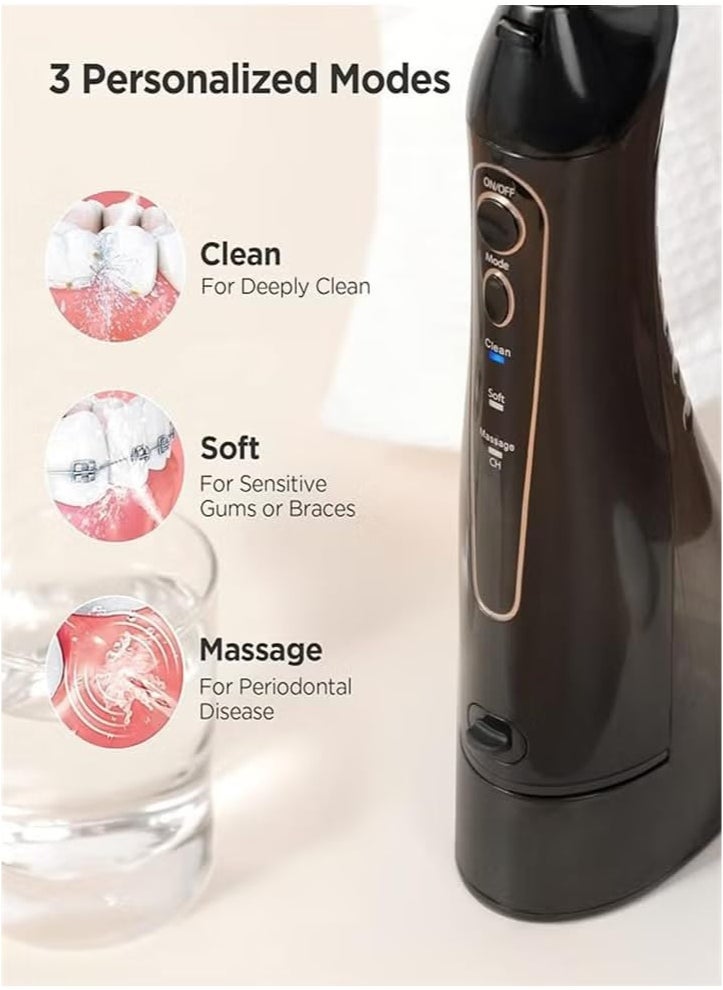 Electric Toothbrush with Water Flosser,Rechargeable Cordless Waterproof, 5 Selectable Modes and 4 Heads Whitening Toothbrush, 3 Modes and 4 Nozzles Oral Irrigator Black for Travel