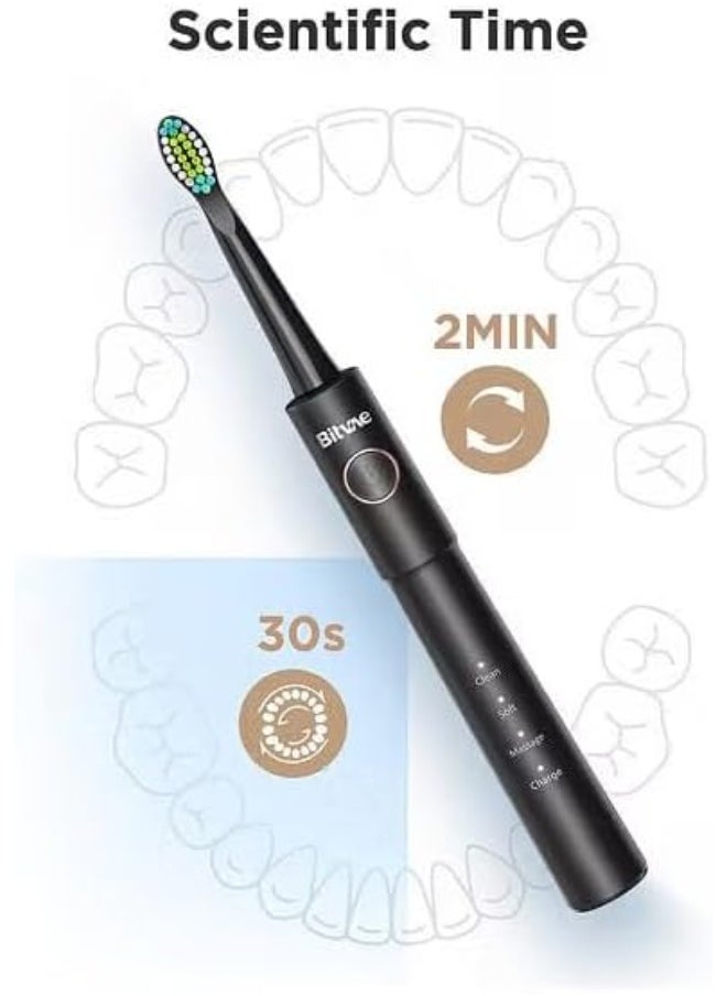 Electric Toothbrush with Water Flosser,Rechargeable Cordless Waterproof, 5 Selectable Modes and 4 Heads Whitening Toothbrush, 3 Modes and 4 Nozzles Oral Irrigator Black for Travel