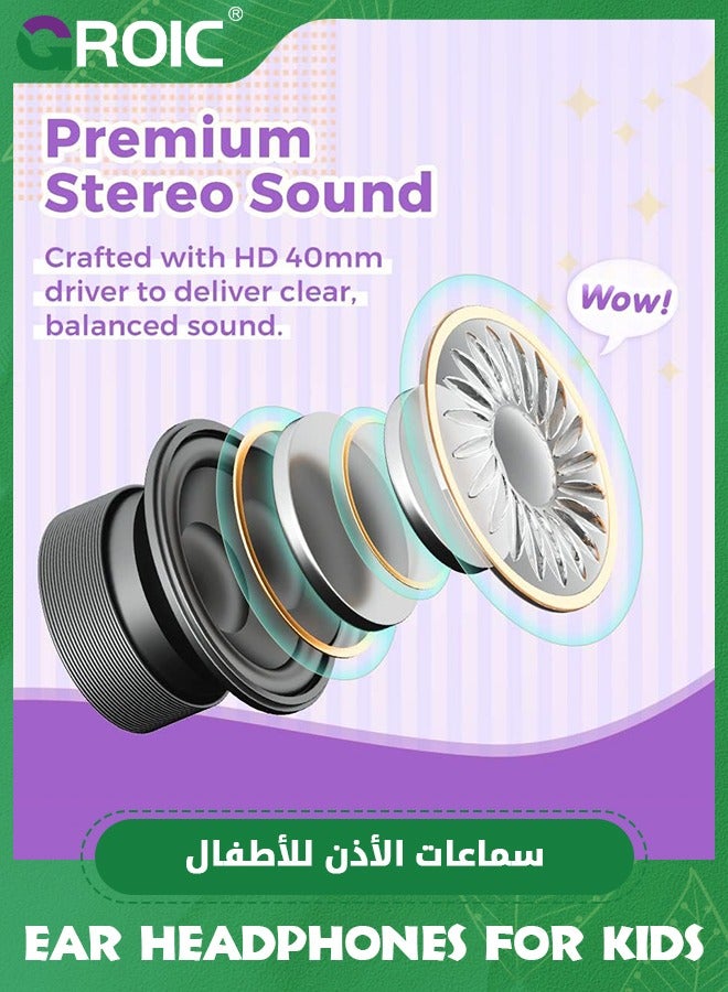 GROIC Kids Headphones, Ear Headphones for Kids, with Safe Volume Limiter 85dB, Adjustable Kids Headphones with Cord 3.5mm Jack Wired for Children/School - Image 3
