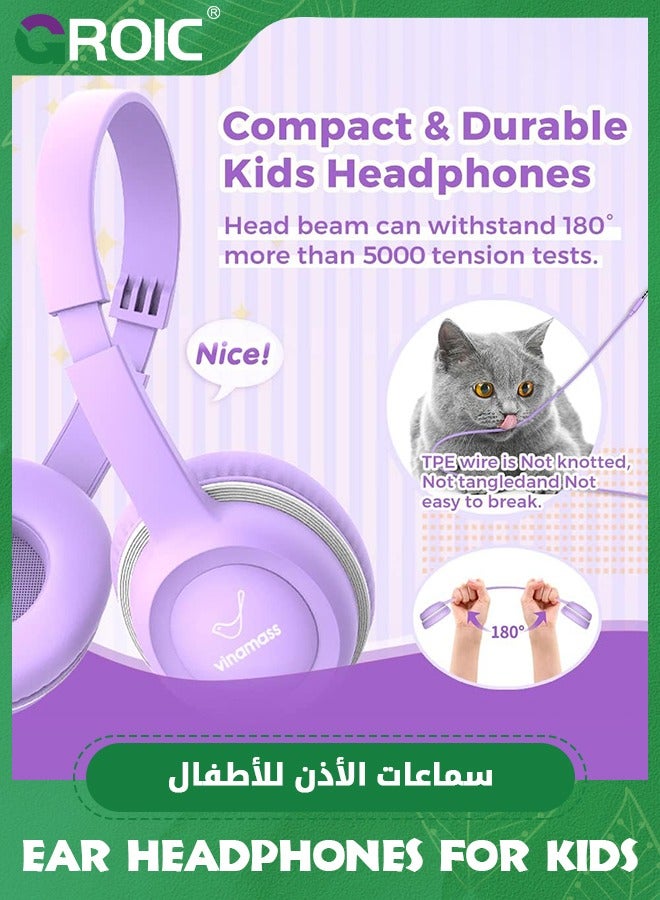GROIC Kids Headphones, Ear Headphones for Kids, with Safe Volume Limiter 85dB, Adjustable Kids Headphones with Cord 3.5mm Jack Wired for Children/School - Image 2