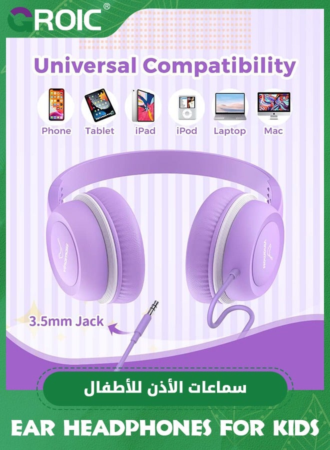 GROIC Kids Headphones, Ear Headphones for Kids, with Safe Volume Limiter 85dB, Adjustable Kids Headphones with Cord 3.5mm Jack Wired for Children/School - Image 4