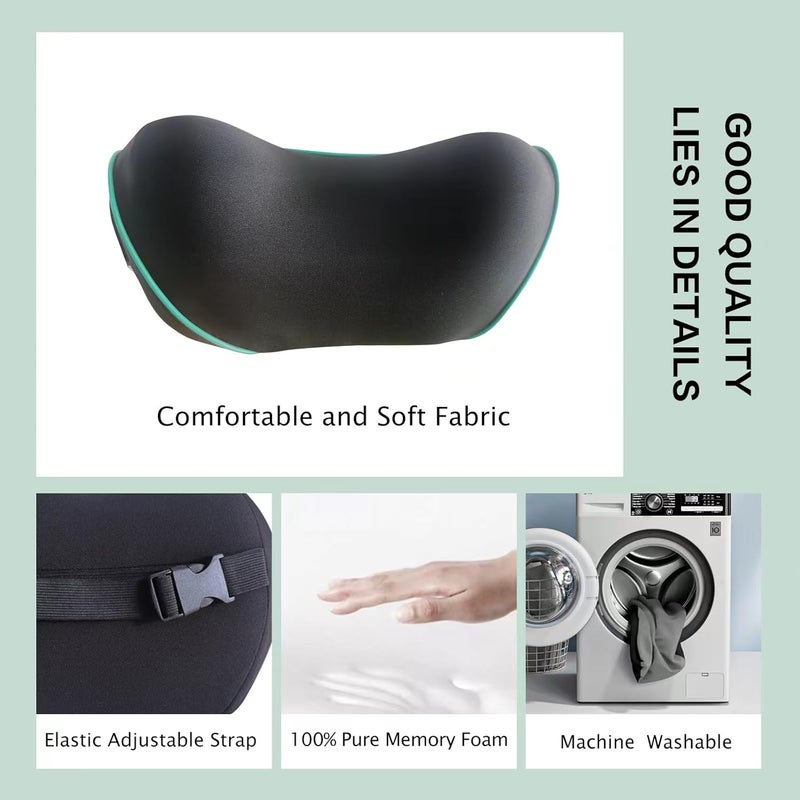 SPRFUFLY Really Soft Car Headrest Pillow, Car Pillow for Driving with Adjustable Strap, 100% Memory Foam Neck Pillow, Breathable Removable Cover & Ergonomic Design - Travel Car Neck Pillow(Lightblue Side Rope) - Image 3