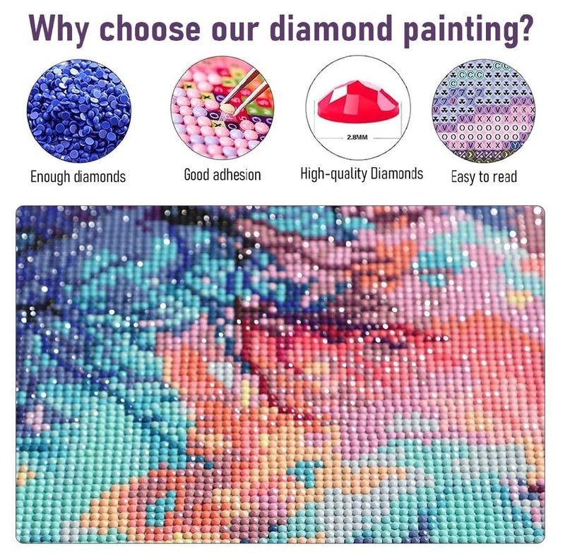 TREXEE 5D Diamond Painting Kit, 30*40cm, DIY 5D Diamond Paint by Number Kit for Adults & Kids DIY Full Drill Crystal Rhinestone Arts and Crafts, Art Diamond Painting for Home Wall Decor Mermaid Painting - Image 4