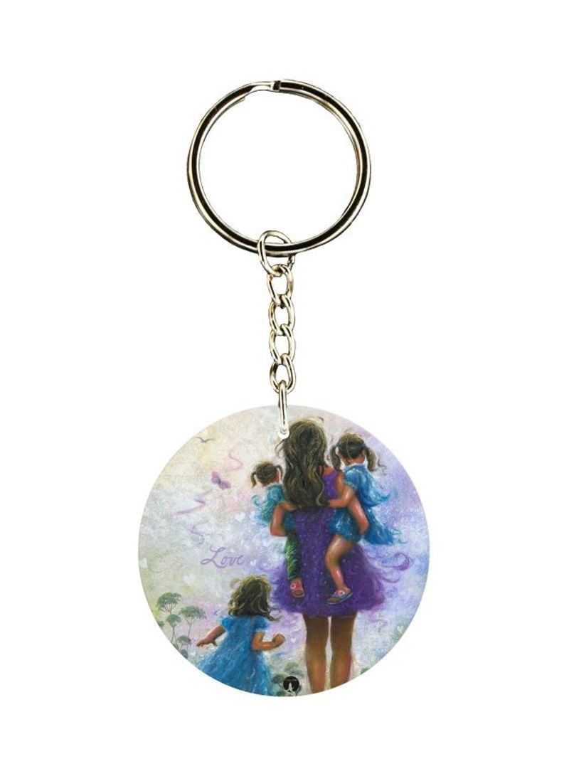 RKN Mom And Children Printed Dual Sided Keychain