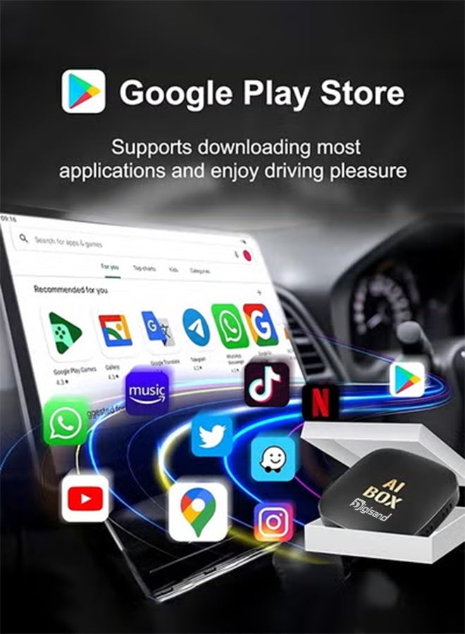 Digisand Android 14.0 3In1 CarPlay Ai Box Wireless Android Auto USB Adapter 2+32G For Youtube Netflix Universal Smart TV Box Plug And Play Car Intelligent Systems - Image 2