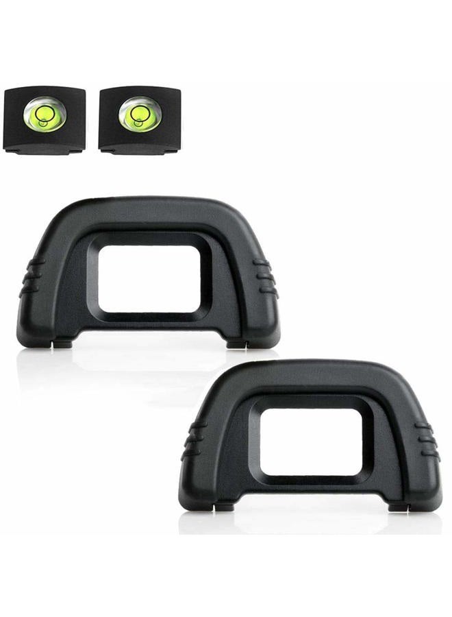 ULBTER D90 D7000 Eyepiece Eyecup Viewfinder Eye Cup DK-21 Compatible for Nikon D750 D610 D600 D300 D200 D80 D70 D50 Camera, ULBTER Eyepiece Cover & Bubble Spirit Level Hot Shoe Cover -(2+2 Pack) - Image 1
