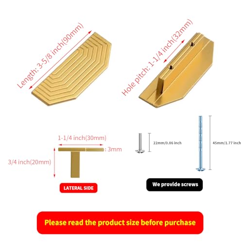 BaiNong Gold Cabinet Handles Brass Cabinet pulls Brushed Gold Drawer pulls Modern Drawer Handles for Dresser 4Pack35inch Polygon - Image 3