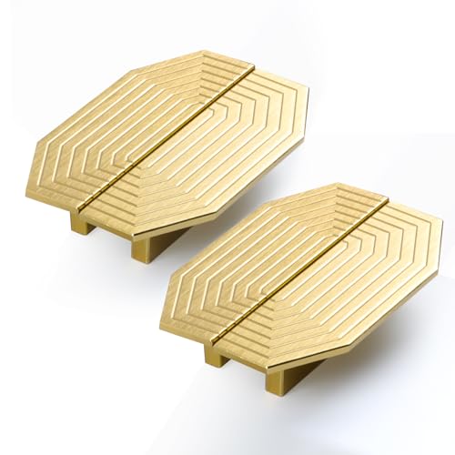 BaiNong Gold Cabinet Handles Brass Cabinet pulls Brushed Gold Drawer pulls Modern Drawer Handles for Dresser 4Pack35inch Polygon - Image 1