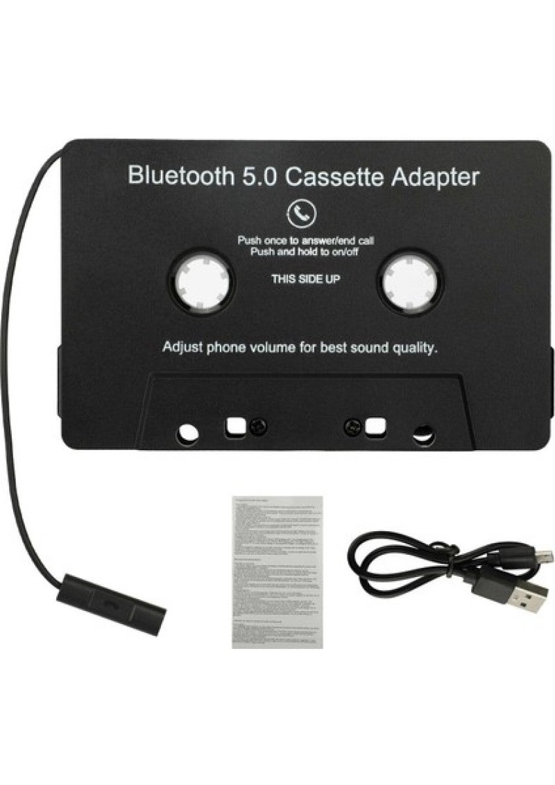Bluetooth Cassette Adapter: Black, Plug-and-Play Design - Universal Compatibility, USB Charging Cable for Car Cassette Players, Bluetooth-Enabled Phones & Tablets - Image 3