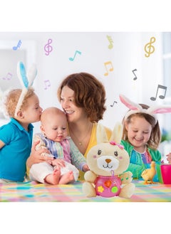 HAPTIME HAPTIME Baby Bunny Toys 6-12 Months, Infant Toys 0-6 Months, Newborn Girl Music Tummy Toy Plush Stuffed Animal, Baby Easter Basket Stuffers Birthday Shower Gift for 0 1 3 6 9 12 18 Months Girls  - Image 3