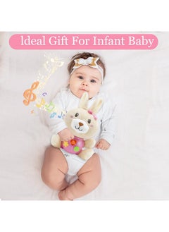 HAPTIME HAPTIME Baby Bunny Toys 6-12 Months, Infant Toys 0-6 Months, Newborn Girl Music Tummy Toy Plush Stuffed Animal, Baby Easter Basket Stuffers Birthday Shower Gift for 0 1 3 6 9 12 18 Months Girls  - Image 2