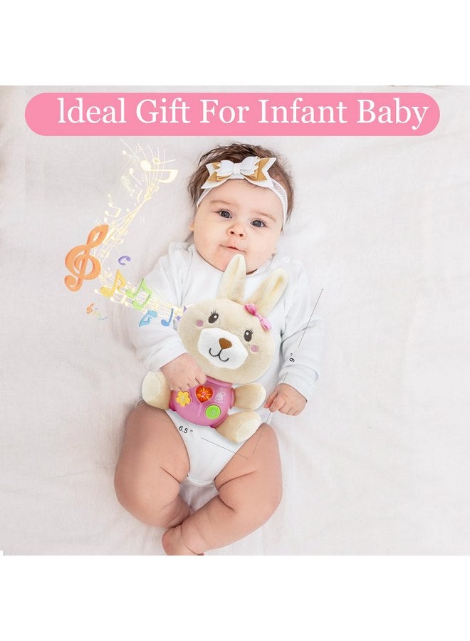 HAPTIME HAPTIME Baby Bunny Toys 6-12 Months, Infant Toys 0-6 Months, Newborn Girl Music Tummy Toy Plush Stuffed Animal, Baby Easter Basket Stuffers Birthday Shower Gift for 0 1 3 6 9 12 18 Months Girls  - Image 2