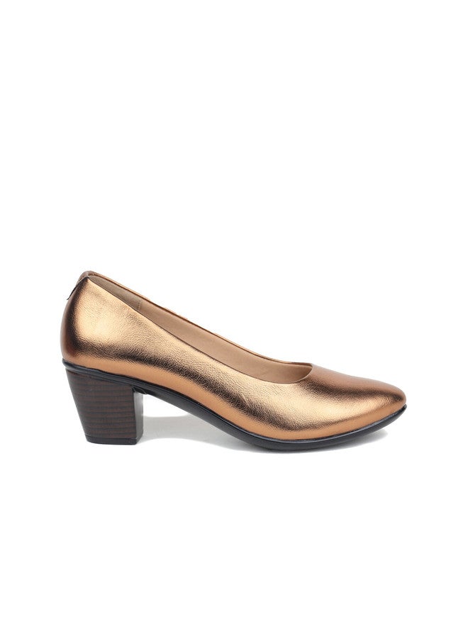 She Zone Copper Block Pointed Toe Pumps for Women - Image 4