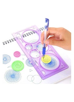 Dubkart Magic Variety Flower Ruler Set,Multi-Function Diy Magic Puzzle Gear Set,Spiral Flower Interlocking Gear Toys for Kids Art,Mandala Shape Stencil (4PCS)  - Image 4