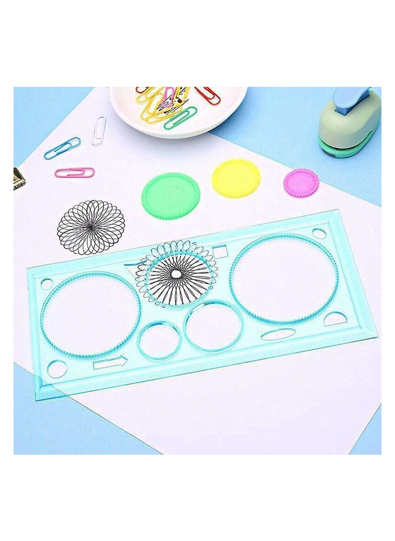 Dubkart - Magic Variety Flower Ruler Set,Multi-Function Diy Magic Puzzle Gear Set,Spiral Flower Interlocking Gear Toys for Kids Art,Mandala Shape Stencil (4PCS) - Image 1
