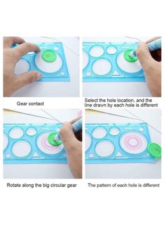 Dubkart Magic Variety Flower Ruler Set,Multi-Function Diy Magic Puzzle Gear Set,Spiral Flower Interlocking Gear Toys for Kids Art,Mandala Shape Stencil (4PCS)  - Image 5