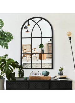 Vparty Arched Window Mirror (30"x20") – Black Metal Frame Wall Mirror for Bathroom, Entryway, and Living Room – Vintage-Inspired Arched Design, Elegant Wall Accent – Stylish and Functional Large Mirror for Hallway, Leaning or Wall-Mounted Display, Modern Home Décor (50x75cm)  - Image 1