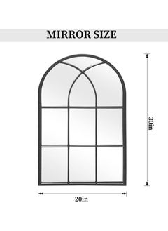 Vparty Arched Window Mirror (30"x20") – Black Metal Frame Wall Mirror for Bathroom, Entryway, and Living Room – Vintage-Inspired Arched Design, Elegant Wall Accent – Stylish and Functional Large Mirror for Hallway, Leaning or Wall-Mounted Display, Modern Home Décor (50x75cm)  - Image 2