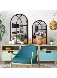 Vparty Arched Window Mirror (30"x20") – Black Metal Frame Wall Mirror for Bathroom, Entryway, and Living Room – Vintage-Inspired Arched Design, Elegant Wall Accent – Stylish and Functional Large Mirror for Hallway, Leaning or Wall-Mounted Display, Modern Home Décor (50x75cm)  - Image 5