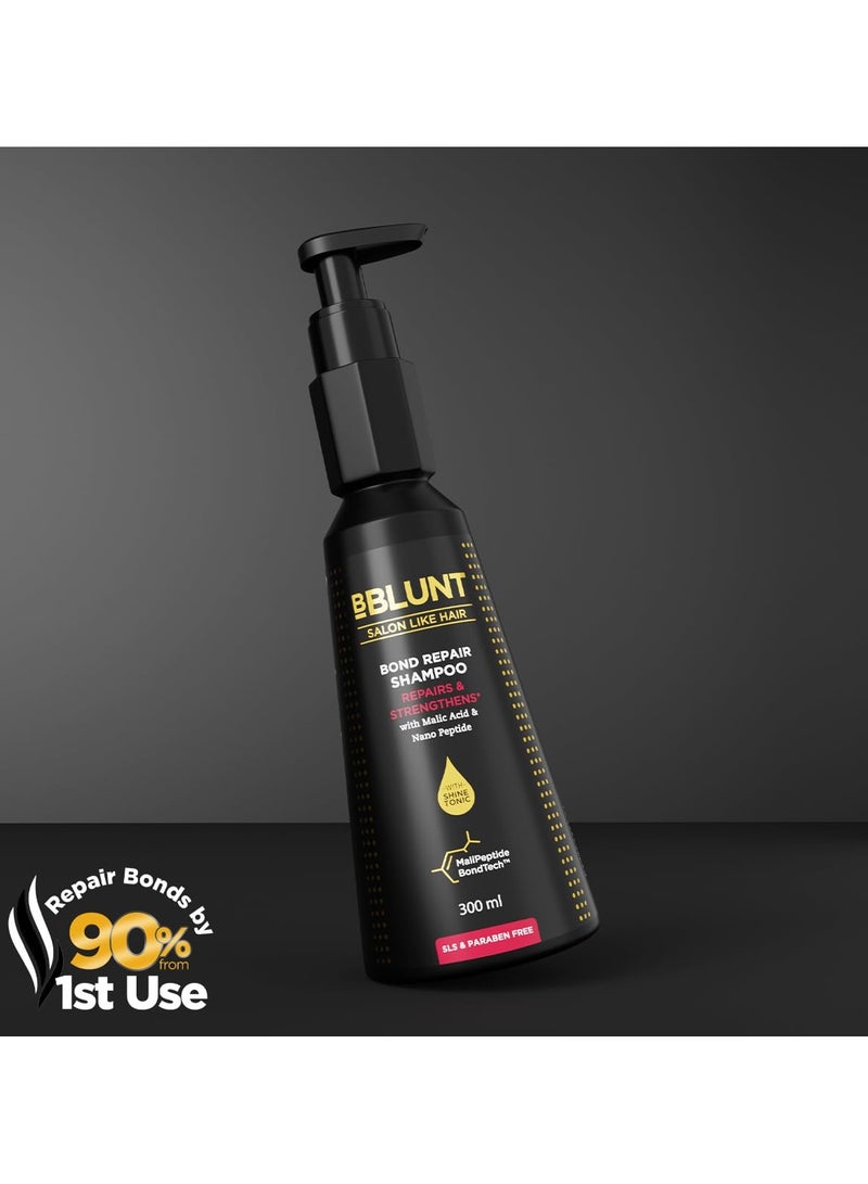 BBLUNT Bond Repair Shampoo - 300ml | Repairs damaged hair by 89% in just 1 use* | Powered with MaliPeptide BondTech | Recommended By Hair Experts | For Men & Women | SLS & Paraben Free - Image 2