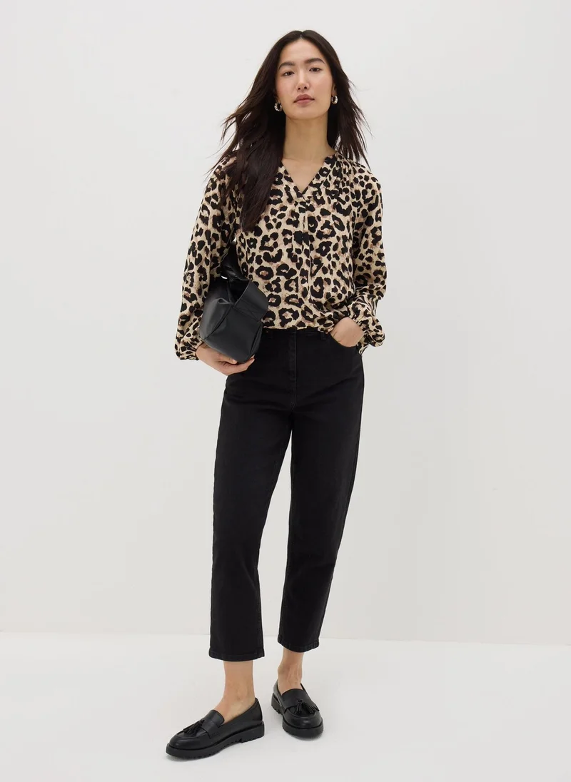 Matalan Brown Leopard V-Neck Blouse