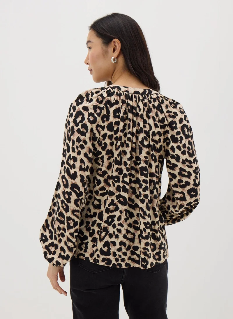 Matalan Brown Leopard V-Neck Blouse