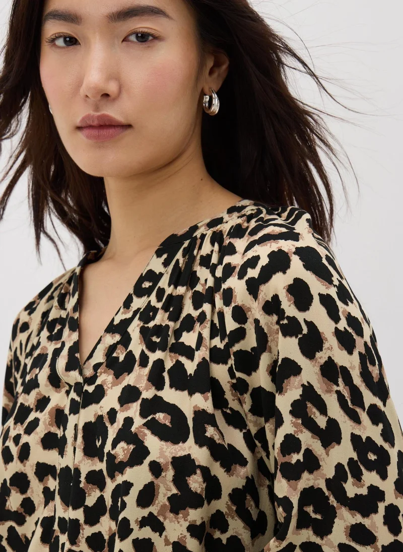 Matalan Brown Leopard V-Neck Blouse