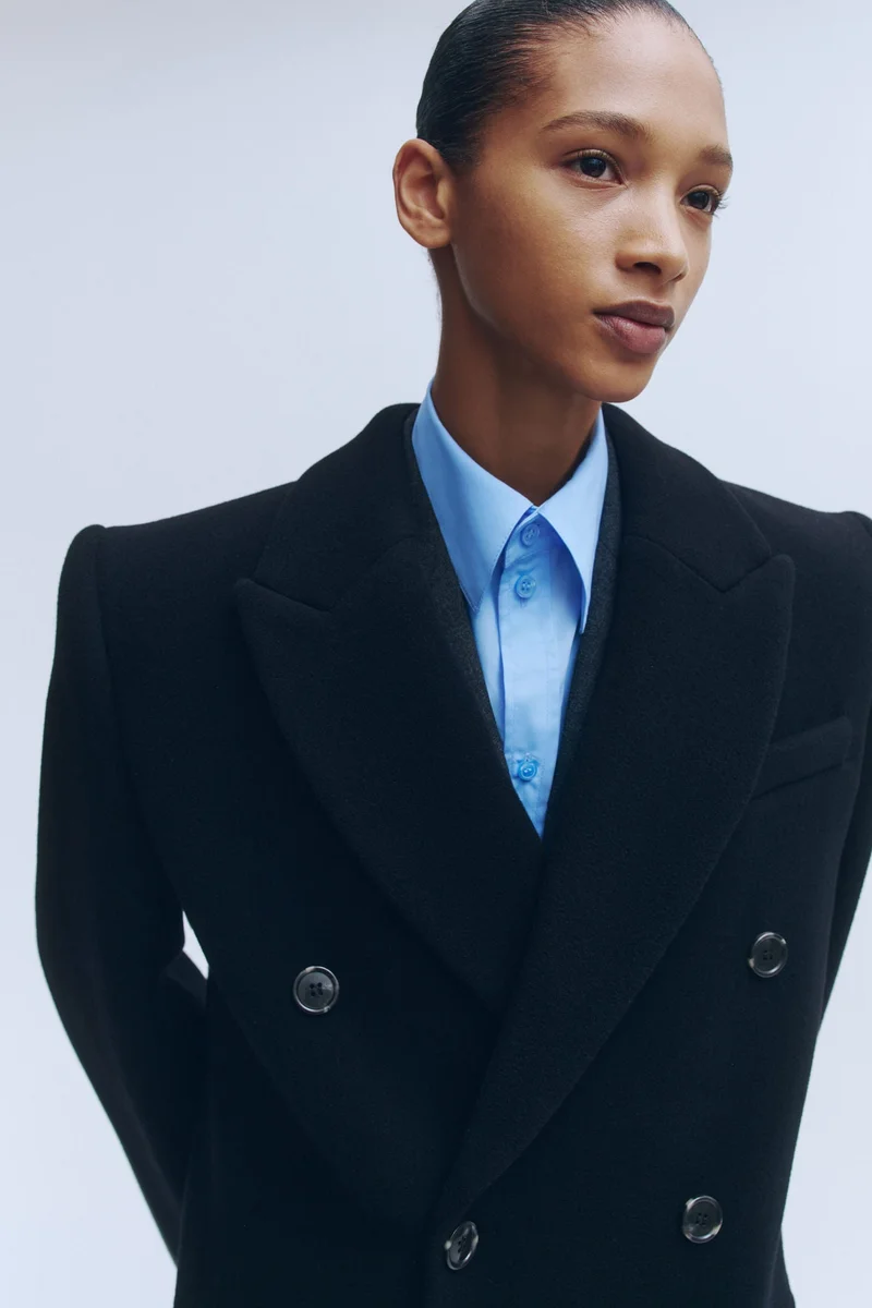 H&M  Double-Breasted Wool Coat - Wardrobe.NYC for Women | Best Price UAE