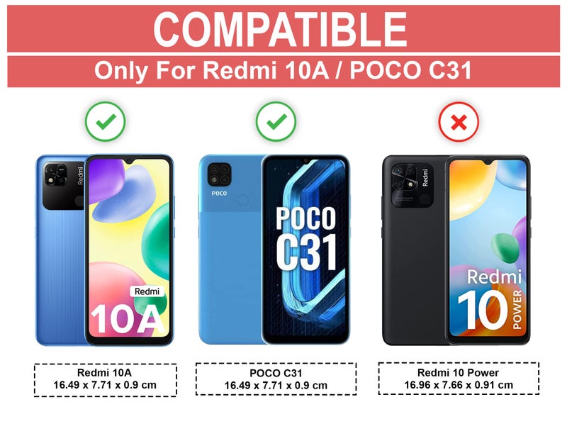 CEDO Backcover for Redmi 10A / Poco C31 (4G) | Camera Protection Shockproof Bumper-Edge | Acrylic Crystal Clear 360 Degree Protection TPU+PC | Transparent Eagle Back Case Cover (Black) - Image 2
