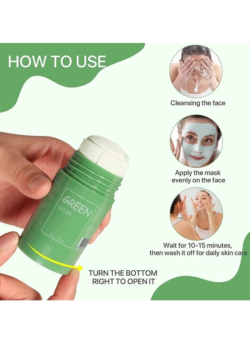 Mengsiqi - Green Tea Oil Control Cleansing Solid Mask Green 40grams - Image 1
