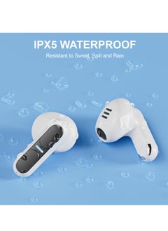 Mezone Mercurio ENC Noise Cancelling In-Ear Earbuds, Wireless Bluetooth Earphones with Superior HiFi Stereo Sound, IPX5 Waterproof, Type-C Charging & Auto Pairing, White  - Image 5