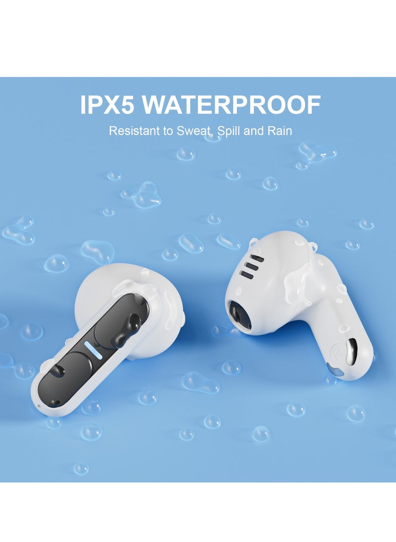 Mezone Mercurio ENC Noise Cancelling In-Ear Earbuds, Wireless Bluetooth Earphones with Superior HiFi Stereo Sound, IPX5 Waterproof, Type-C Charging & Auto Pairing, White  - Image 5