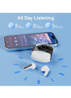 Mezone Mercurio ENC Noise Cancelling In-Ear Earbuds, Wireless Bluetooth Earphones with Superior HiFi Stereo Sound, IPX5 Waterproof, Type-C Charging & Auto Pairing, White  - Image 4
