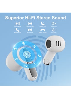 Mezone Mercurio ENC Noise Cancelling In-Ear Earbuds, Wireless Bluetooth Earphones with Superior HiFi Stereo Sound, IPX5 Waterproof, Type-C Charging & Auto Pairing, White  - Image 3