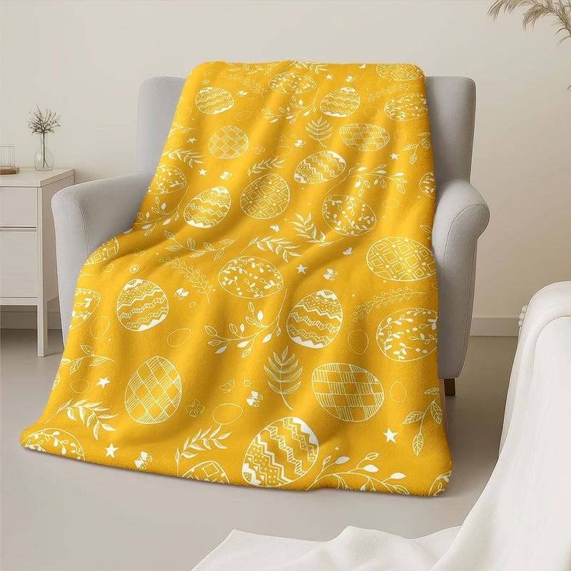 Easter Minimalist Line Art Egg Flannel Blanket 59 By 78 Inch Soft Throw - Image 2
