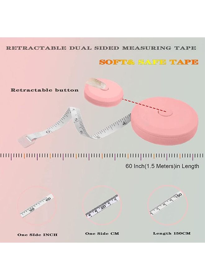 Sewing Tape Measure 3 Pieces Measuring Tape Retracting Double Sided Measuring Tape for Pocket Body Tailor Sewing Craft Cloth Retractable Inches to 60 and Metric to 1.5m - Image 3