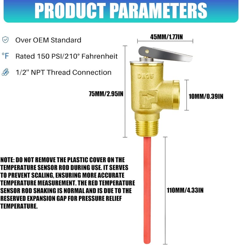 ordinarYone Automatic Temperature and Pressure Valves for Automatic Water Heating Valves for Motorhome and Home - Image 3