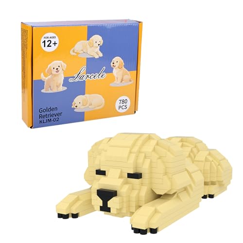 Larcele Micro Building Blocks Set DIY Mini Building Toy Bricks for Age Over 12 Years 780 Pieces KLJM02 Golden Retriever 2 - Image 1