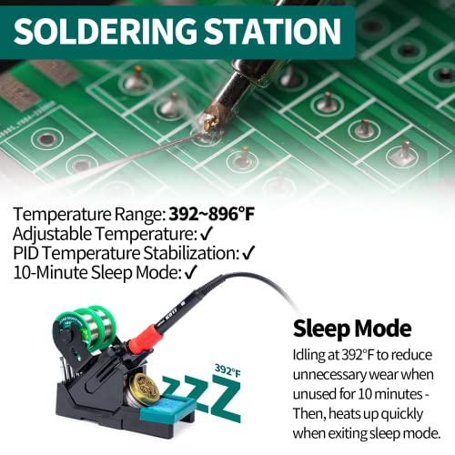 YIHUA 995D+ EVO Soldering Hot Air Station Kit 2-IN-1 110W Soldering Iron with LCD Display, Power Meter, Preset Channels, Sleep Mode, °C-°F Conversion, Automatic Shutdown Functions - Image 4