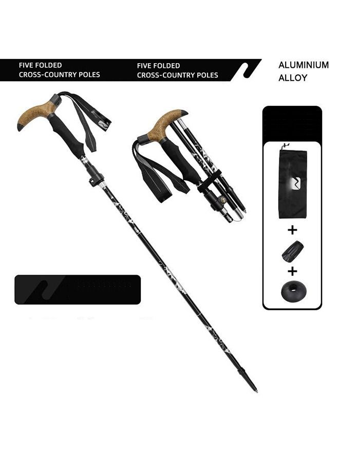 Arabest Aluminum Trekking Poles, Ultra Light Collapsible Walking Sticks, Outdoor Hiking Poles for Seniors, 5 Fold Design, Quick Lock, Curved Handle, with Storage Bag  - Image 1
