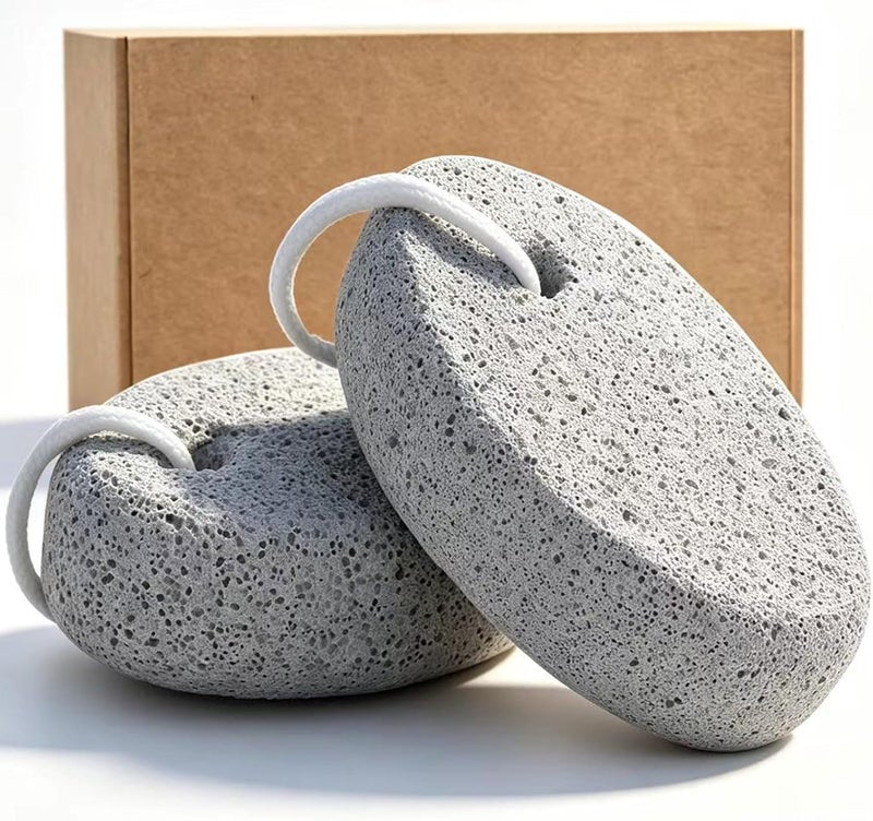 Borogo Natural Foot Pumice Stone for Feet, 2-Pack Lava Pedicure Tools Hard Skin Callus Remover for Feet and Hands - White&Red - Image 2