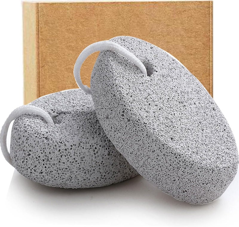 Borogo Natural Foot Pumice Stone for Feet, 2-Pack Lava Pedicure Tools Hard Skin Callus Remover for Feet and Hands - White&Red - Image 1