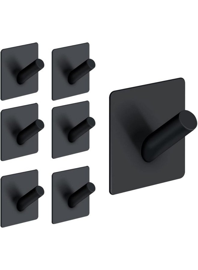Beauenty 7 Pcs Wall Hooks Heavy Duty Self Adhesive 304 Stainless Steel Traceless NO Nails-Anti-Rust Waterproof Hook for Bathroom, Kitchen, Hanging, Coat Robe, Towel, Key,Black - Image 1