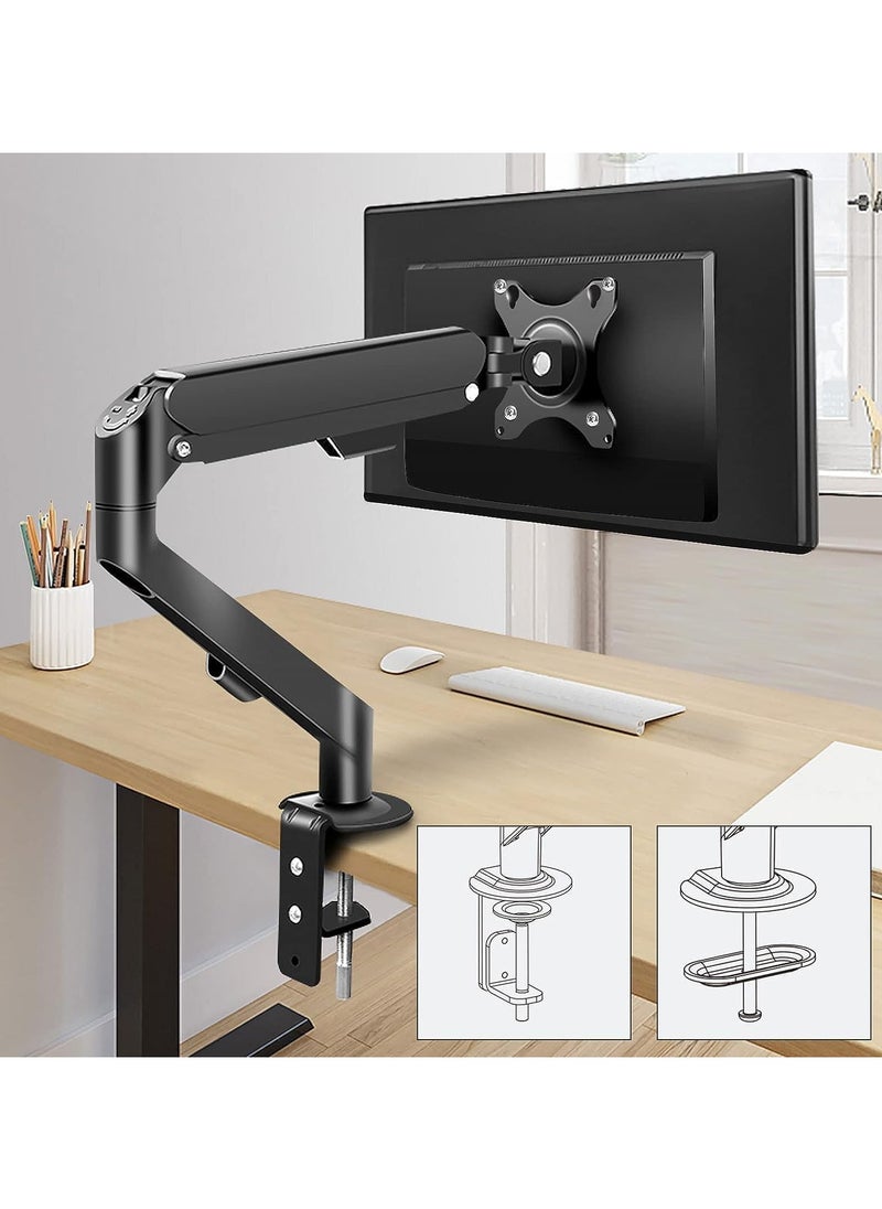 Yakiter - Monitor Desk Mount Single Arm Stand, Full Motion Monitor Arm with Gas Spring for 17 to 30 Inch LCD LED Computer Monitor-Holds up to 2-9kg - Image 1