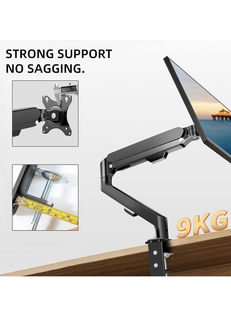 Yakiter - Monitor Desk Mount Single Arm Stand, Full Motion Monitor Arm with Gas Spring for 17 to 30 Inch LCD LED Computer Monitor-Holds up to 2-9kg - Image 1