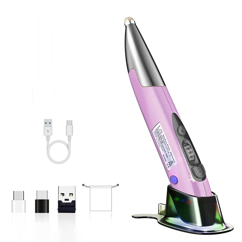 Three Mode 2.4G+BT3.0+5.0 Wireless Optical Pen 800/1200/1600DPI Rechargeable Pocket Pen for PC Laptop Computer Purple - Image 5